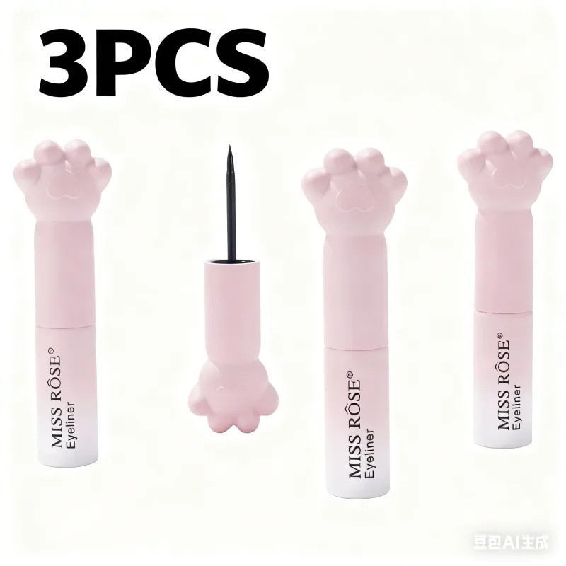 Pink Cat Paw Black Liquid Eyeliner Pen Fast Drying Long-lasting Smudge Proof Makeup Holding Premium Eye Liner Pen Eye Cosmetics