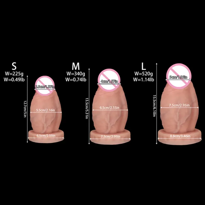Nový realistický velký obrovský tlustý anální dildo anální kolík obří velký měkký silikonový anální kolík Expander Tréninkové sexuální hračky pro dospělé pro ženy