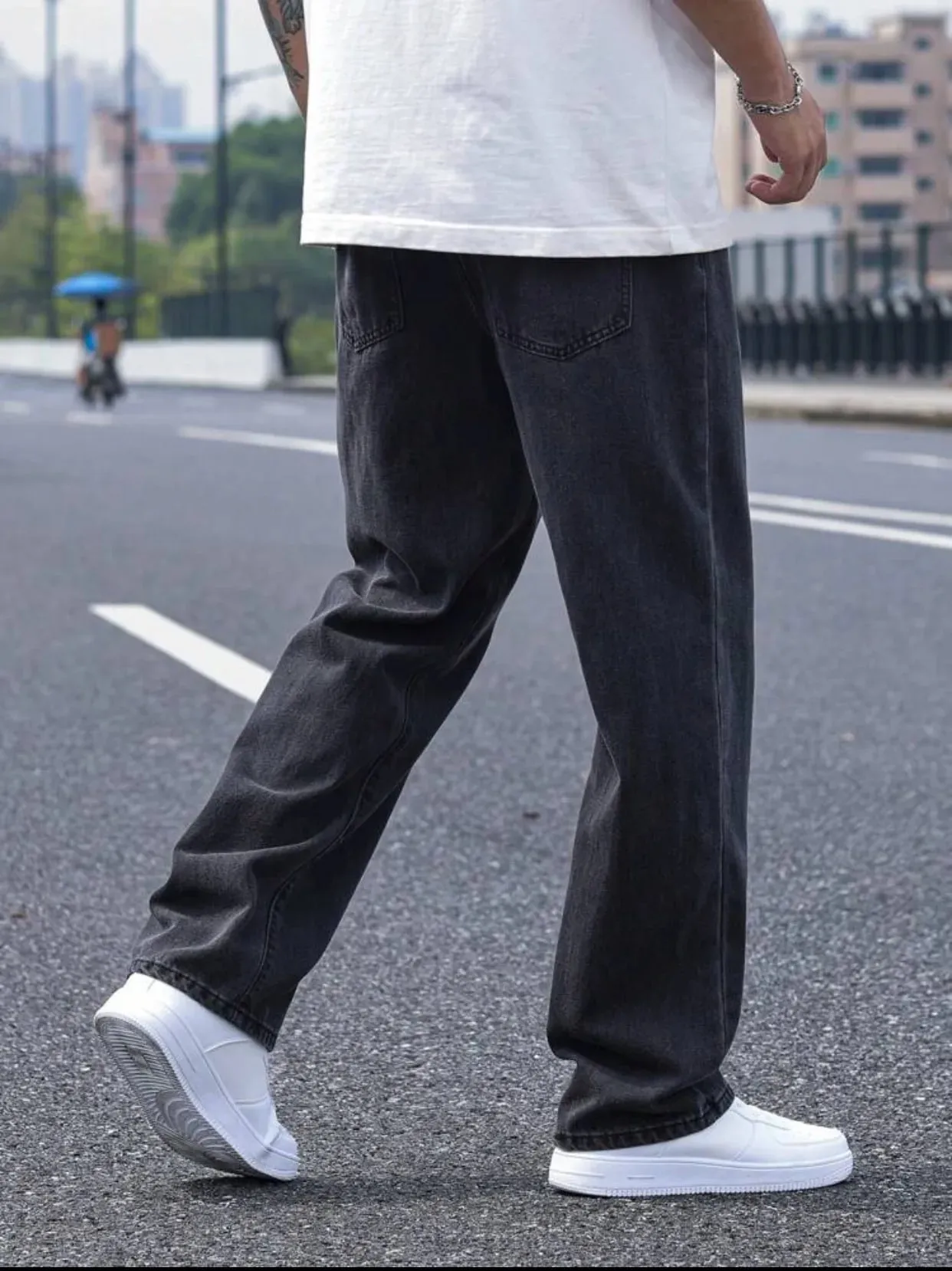 2025 New Men's Casual Long Jeans Classic Men's Straight-Leg Jeans & Wide-Leg Jeans Solid Color
