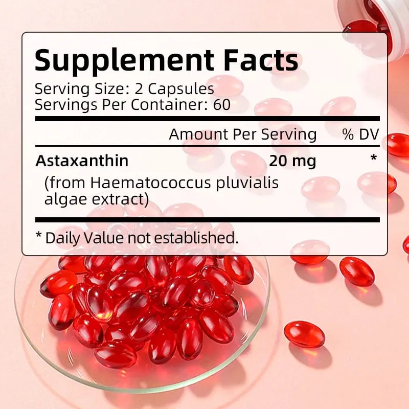 Les capsules d'astaxanthine Kexinsh 20 mg favorisent la santé cardiovasculaire et accélèrent le métabolisme, favorisant la santé des articulations et de la peau