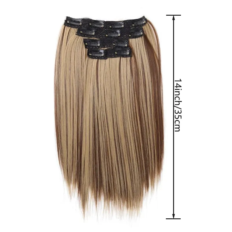 Wig piece for women long straight hair extensions 11 card four piece set synthetic clip hair