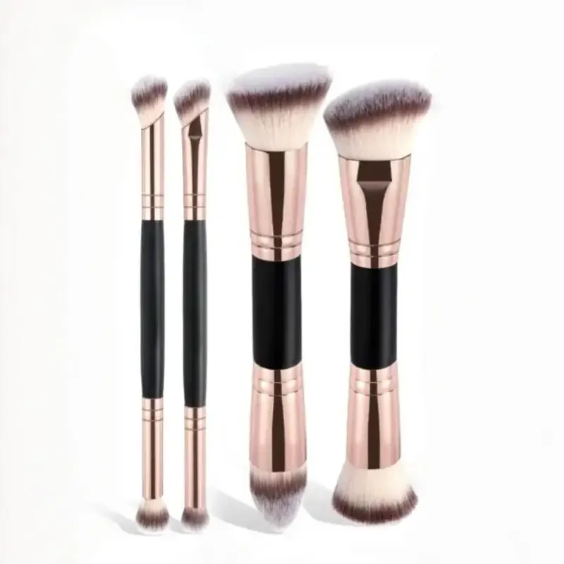 4Pcs Skin-friendly Dual Ended Makeup Brushes Non-irritating Foundation Blush Concealer Powder Cosmetic Brushes