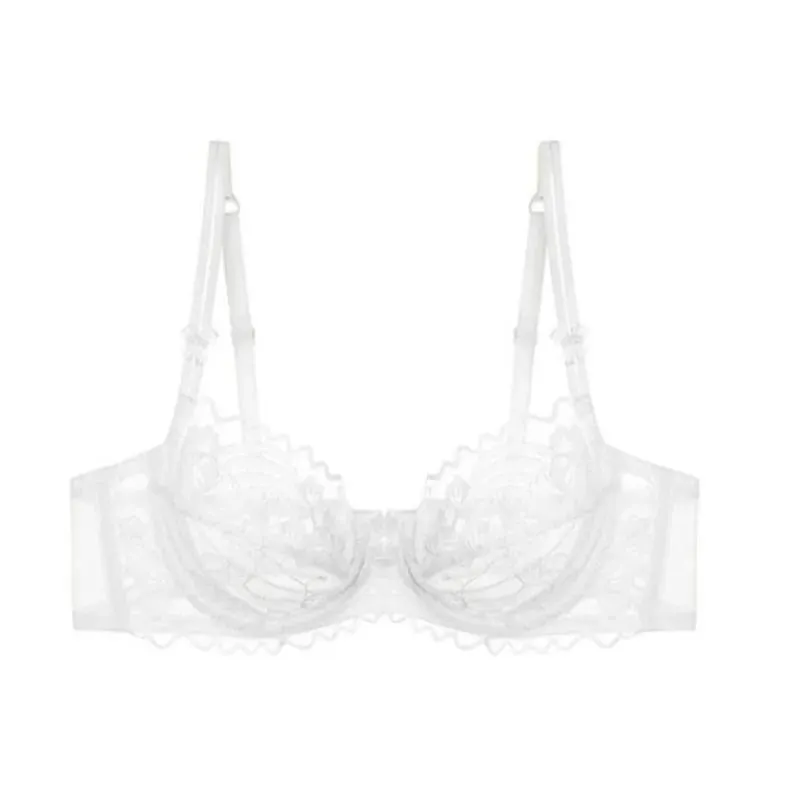 Chic French Ultra-thin Lace Lingerie Set Large Breasts See-through Underwire Bra small Bust Lift Elegant Soft Feminine Set S-xl