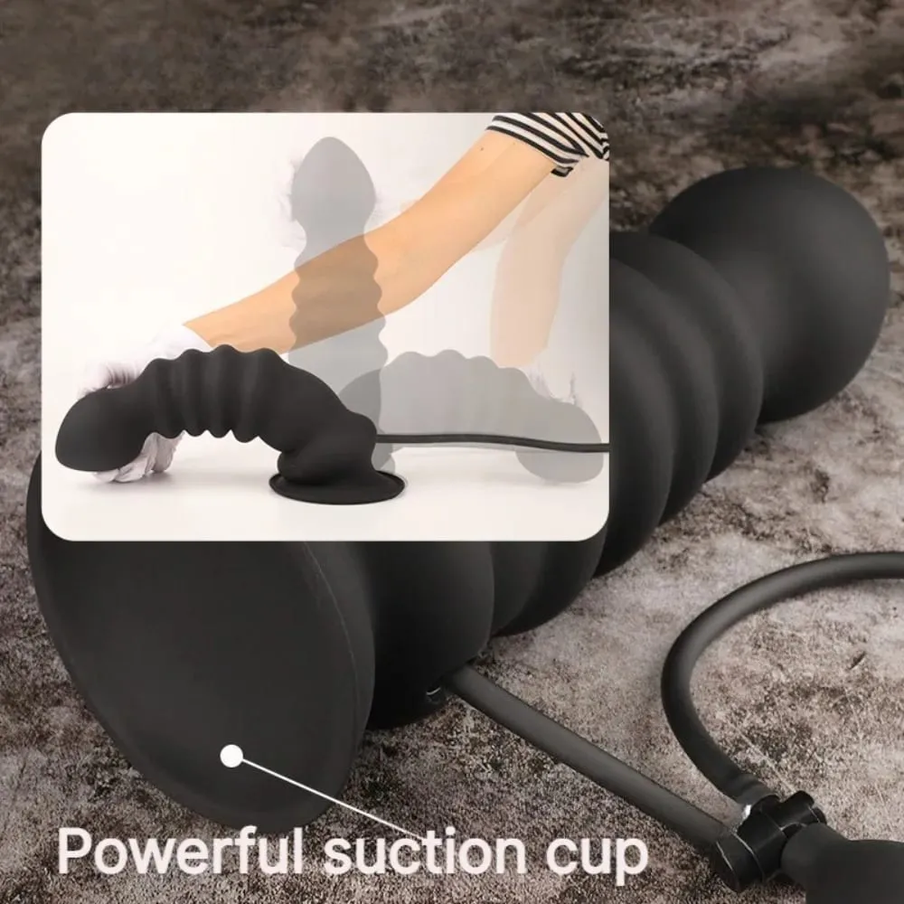 Huge Inflatable Anal Plug with Suction Cup Silicone Big Butt Plug Anus Expansion Stimulator Prostate Massage Anal Sex Toys