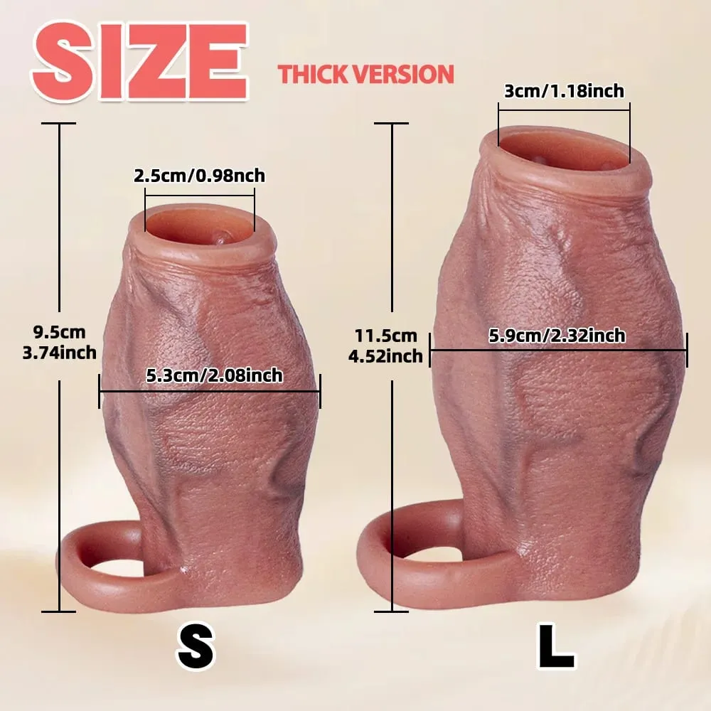 Enlarged and Thicken Cock Sleeve Lock Sperm Penis Ring Adult Men Sex Toy Soft Silicone Dick Sleeve Enlargement Male 18+ Sexy Toy