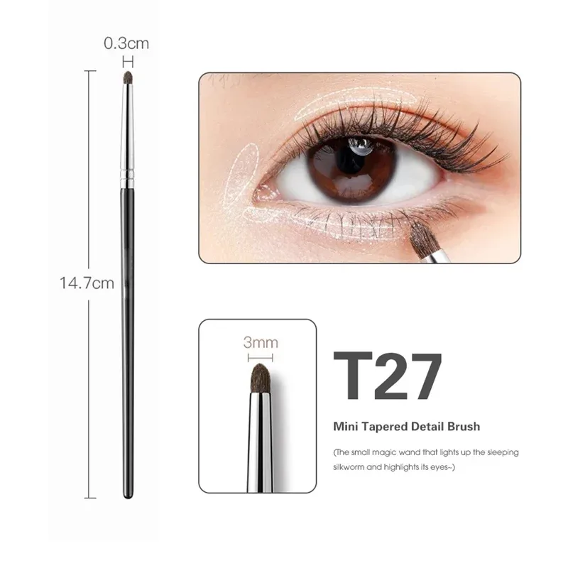 4ks jemné štětce na oční stíny Smudge Precision Eyeliner Smudge Makeup Brush Zvýrazňovač očních víček Ležící štětce na líčení bource morušového Nástroje