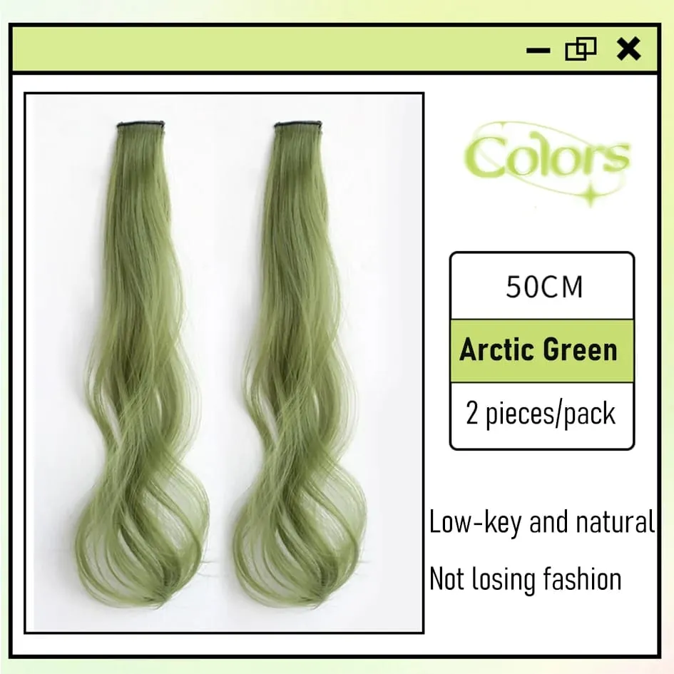 Synthetic 2 Pieces/Set 50cm Colored Curly Hair Extensions Water Wave Pink/Blue/Purple Halloween/Christmas Wig