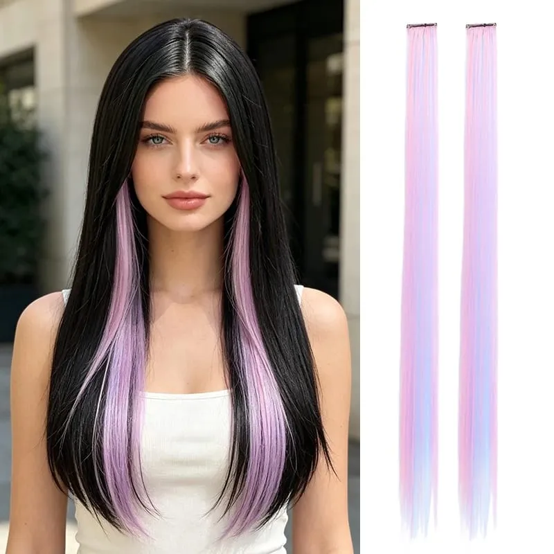 Ce Cream - Toned Pink Lavender Clip-in Hair Pieces 2Pcs Synthetic Fiber for Cosplay & Casual Look Soft & Vibrant Color — image 7