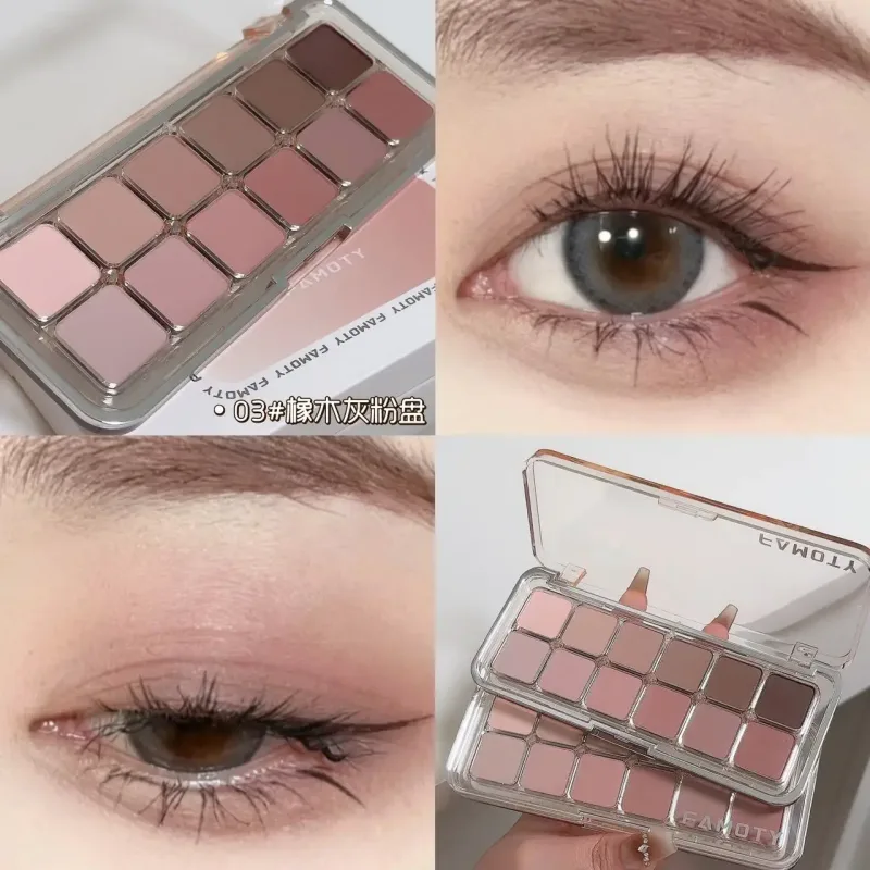 Palette de fards à paupières 12 couleurs à faible Saturation, tout mat, thé abricot, maquillage pour les yeux, maquillage quotidien de la terre, ombres à paupières longue durée