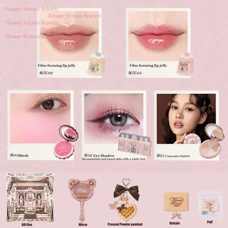 Flowerknows THE SWEETIE BEAR COLLECTION ชุดของขวัญแต่งหน้า All In คอนซีลเลอร์ Palette Blush Setting Powder Lip Jelly ของขวัญกล่องกระจก
