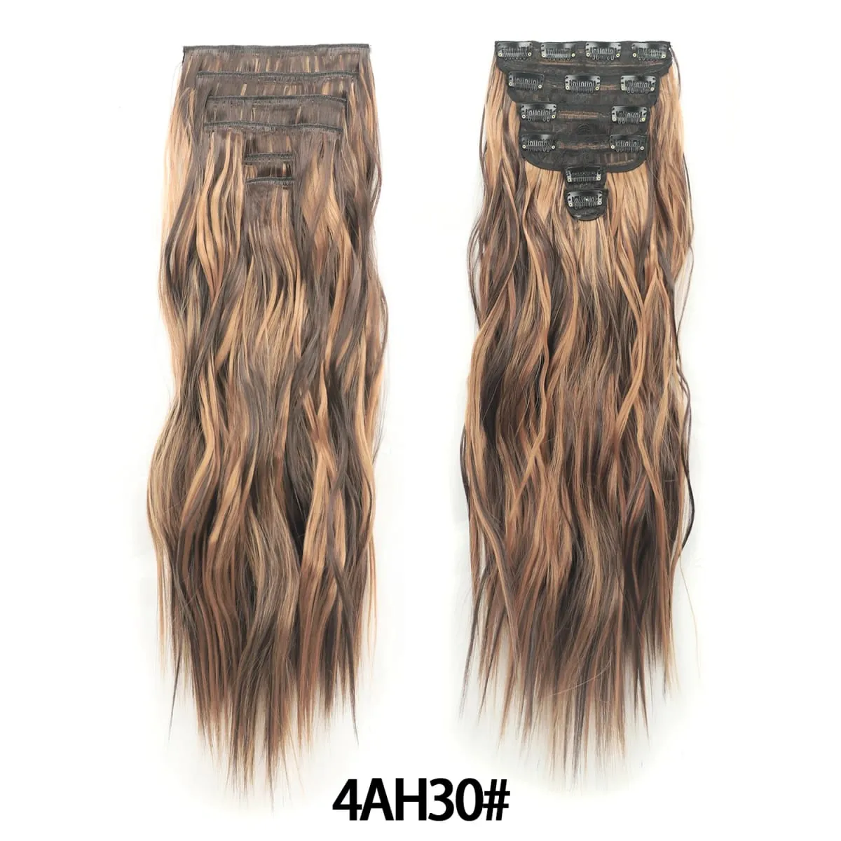 Jeedou 185g Thick Soft Hairpieces Clip in Hair Extensions 6PCS Water Wavy Long 24Inch Synthetic Hair for Women Party Daily Use