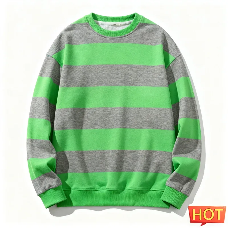 Retro Striped Graphic Sweatshirts For Men Simple Casual Long Sleeve 3D Printed Ugly Sweatshirt Loose Breathable O Neck Pullovers