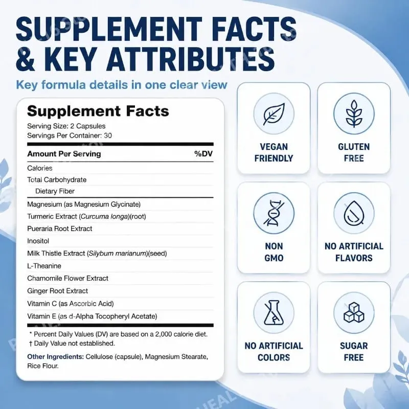 Liver Wellness Support Capsules with Milk Thistle Turmeric Extract Magnesium Glycinate Vitamin C E Herbal Formula 60 Capsules