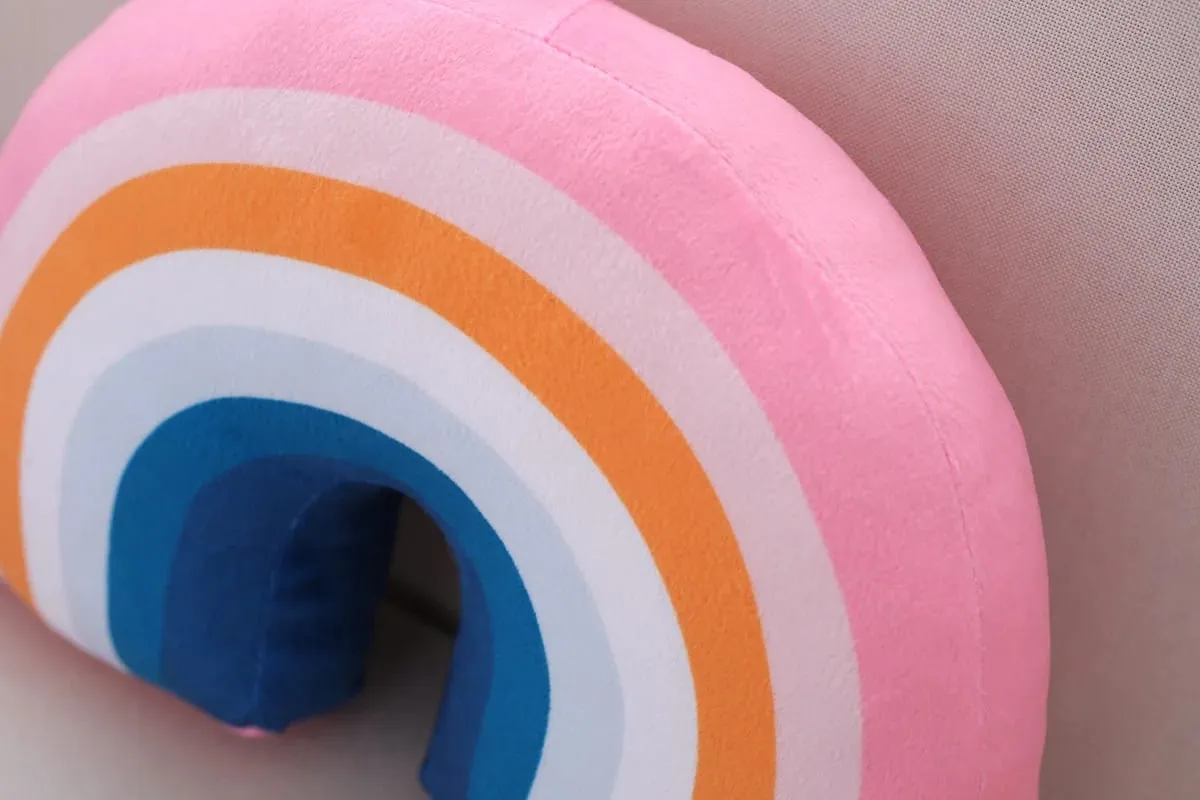 35x25cm Rainbow Plush Pillow Stuffed Red Pink Sky Cushion C Shape Head Support Pillow Home Decor Plushie Prop Gift