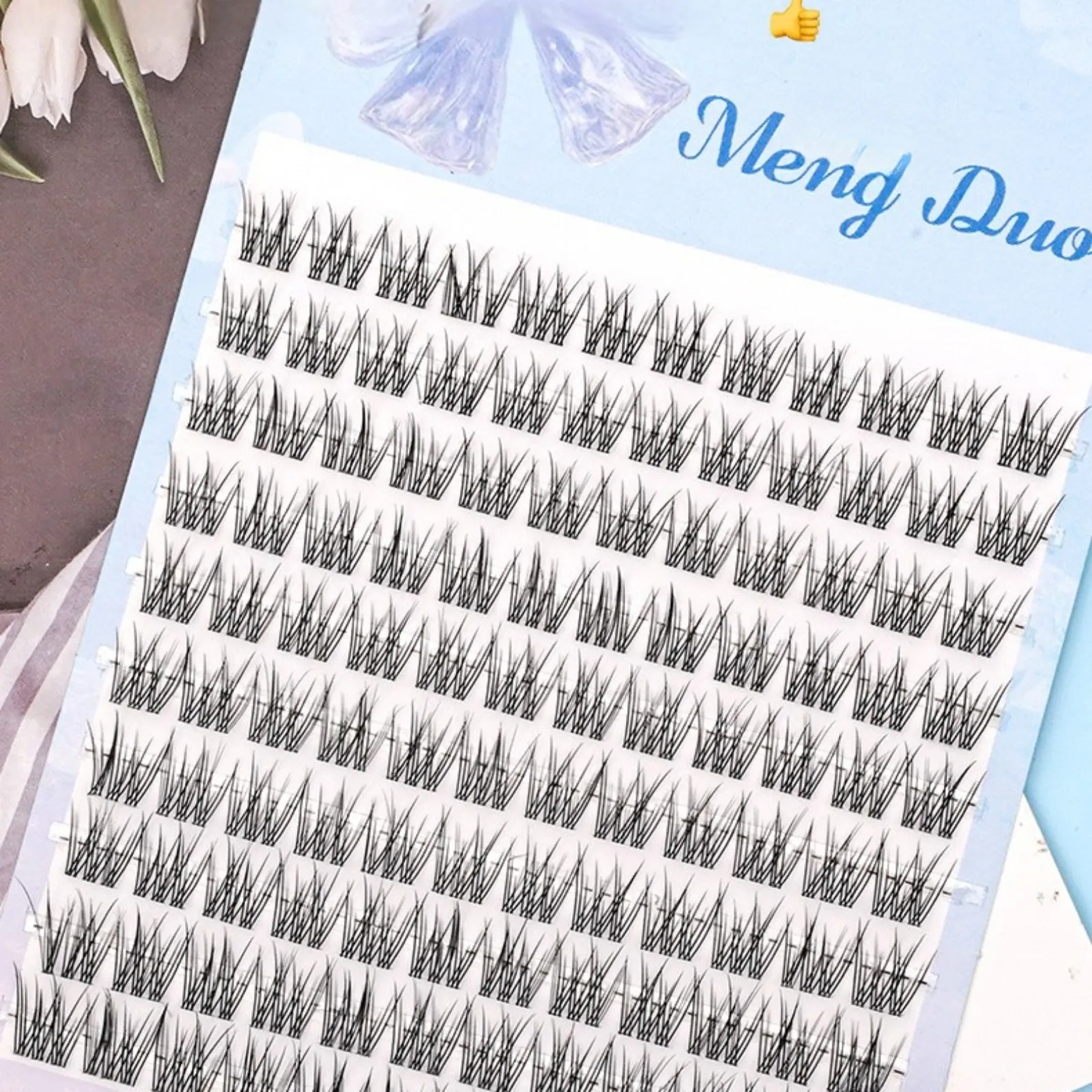 Ultra-Light Natural Long Fish Tail Cluster Lashes Manga Cat Eye Fluffy Extensions Portable Travel Daily Makeup Kit