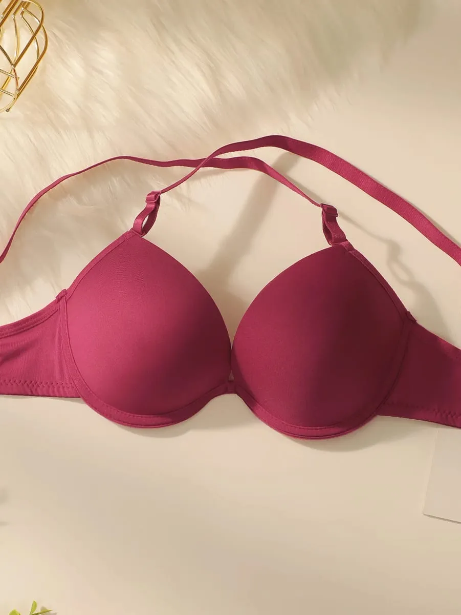 Red Push Up Bra and Panty Set with Padded Underwire set Lingerie for Women - Sexy Balcony Style Underwear Set A2122