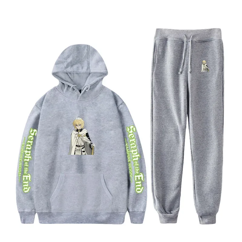 Harajuku Comfortable Seraph of the End Print Sweatshirt Sweatpants Suit Hoodies+ Trousers Suit Boys/Girls 2 Piece Set Clothes — image 5