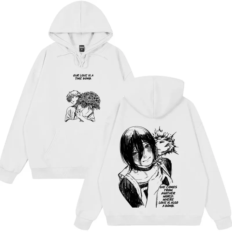 Anime Chainsaw Man T-shirt Reze Denji Manga Graphic Hoodies Winter Fleece wears Men Women Clothing Casual Oversized Streetwears