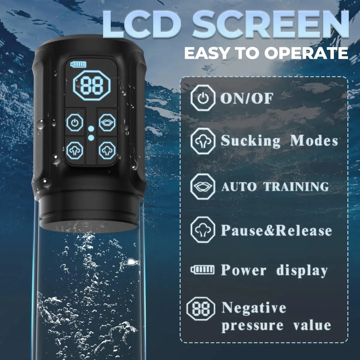 IPX7 Electric Penis Pump Adult Sex Toys Dick Enlarger for Men Erection Air Water Extender 4 Training 3 Suction Male Masturbator