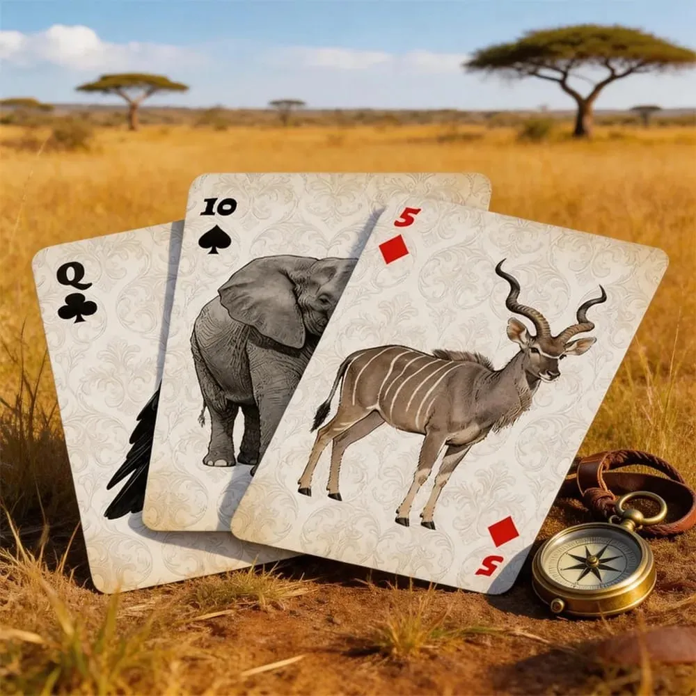 Cartes à jouer en forme d'animaux de la savane, jeu de cartes de poker en papier de qualité supérieure, mélange lisse, pour jeux de société de fête et performances magiques