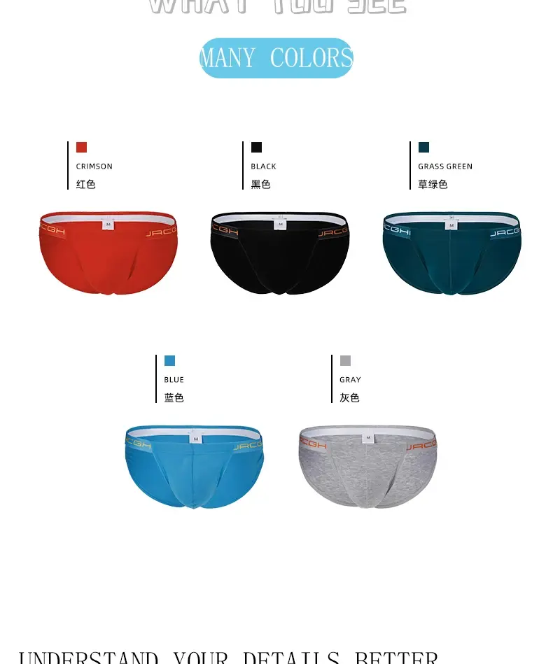 Mens Cotton Briefs Solid Color High Cut Hollow Low Waist Sexy Underwear Wholesale — image 11
