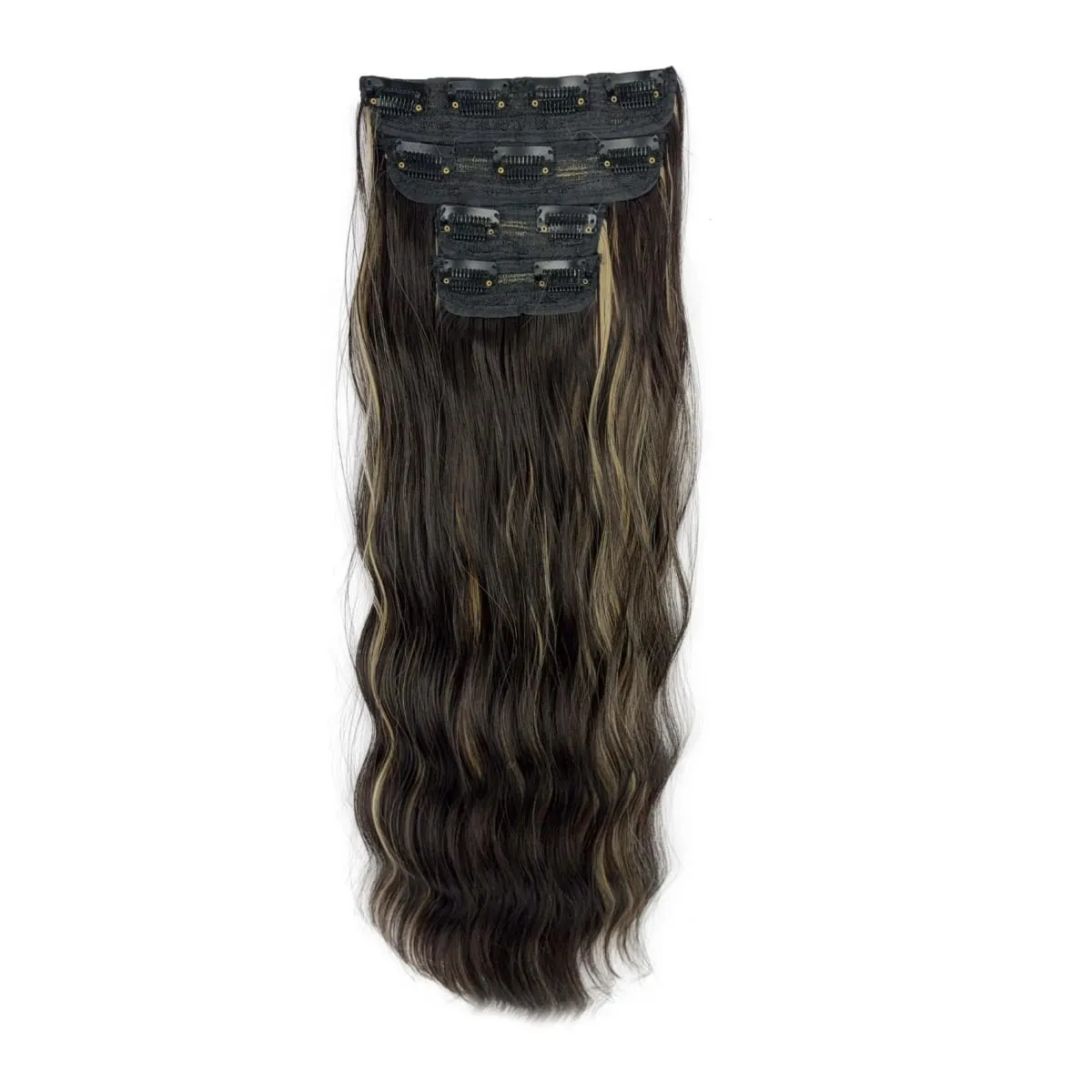 4-Piece Set Women's Synthetic Clip-in Wig Extensions Long Wavy Thick Clip-in Wig Pieces Voluminous Wig
