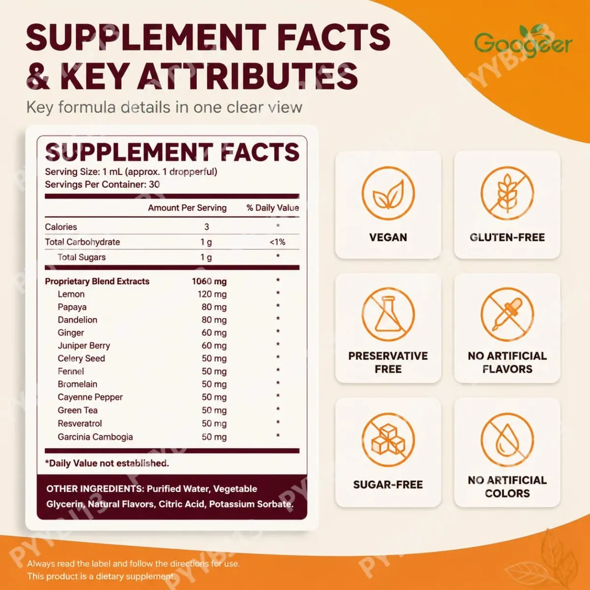 Googeer Lymphatic Health Support Herbal Liquid – Natural Circulation and Internal Flow Dynamics Supplement for Daily Wellness