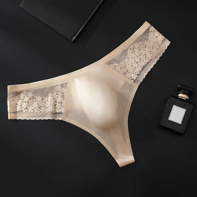 Nude Men G-string Solid Color Men's Thongs G-strings Seamless Design 68 Nylon 32 Spandex Ultra Thin 3D Bulge Pouch