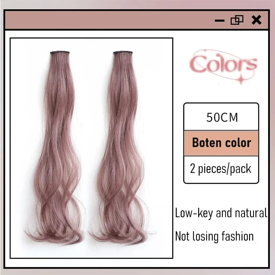 Synthetic 2 Pieces/Set 50cm Colored Curly Hair Extensions Water Wave Pink/Blue/Purple Halloween/Christmas Wig