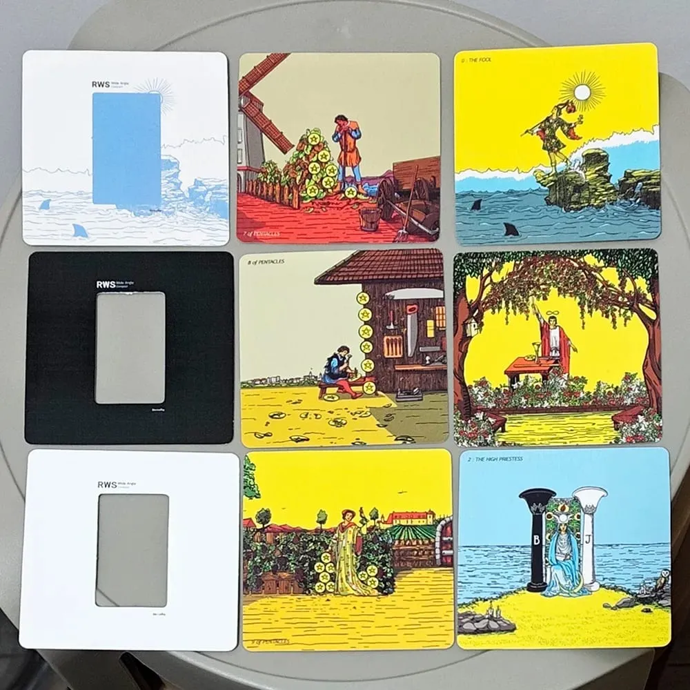 Širokoúhlý tarot RWS – kompaktní edice 78 ks karet + 2 speciální karty s rámečkem dvojitě embosované ve dvoudílné pevné krabičce