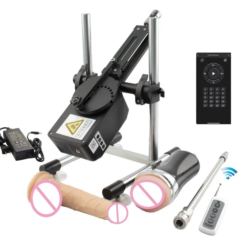 70W Automatic Telescopic SEX Machine 3-9cm Adjustable Stroke Metal & Dildo Attachments Adult Personal for Couples Men Women