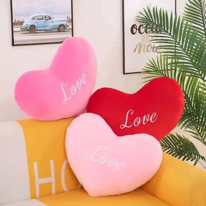 New Heart Shape Heart Plush Pillow Pink Color Valentines gift Soft Pillow Red Color Stuffed Pillow for Birthday