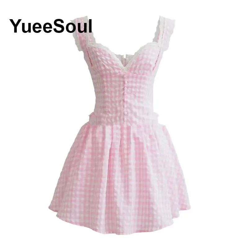 Pink Women's Dress Elegant Evening Birthday Party Female Dresses 2026 Summer New Sweet Cute Y2K Casual High Street Lolita Dress