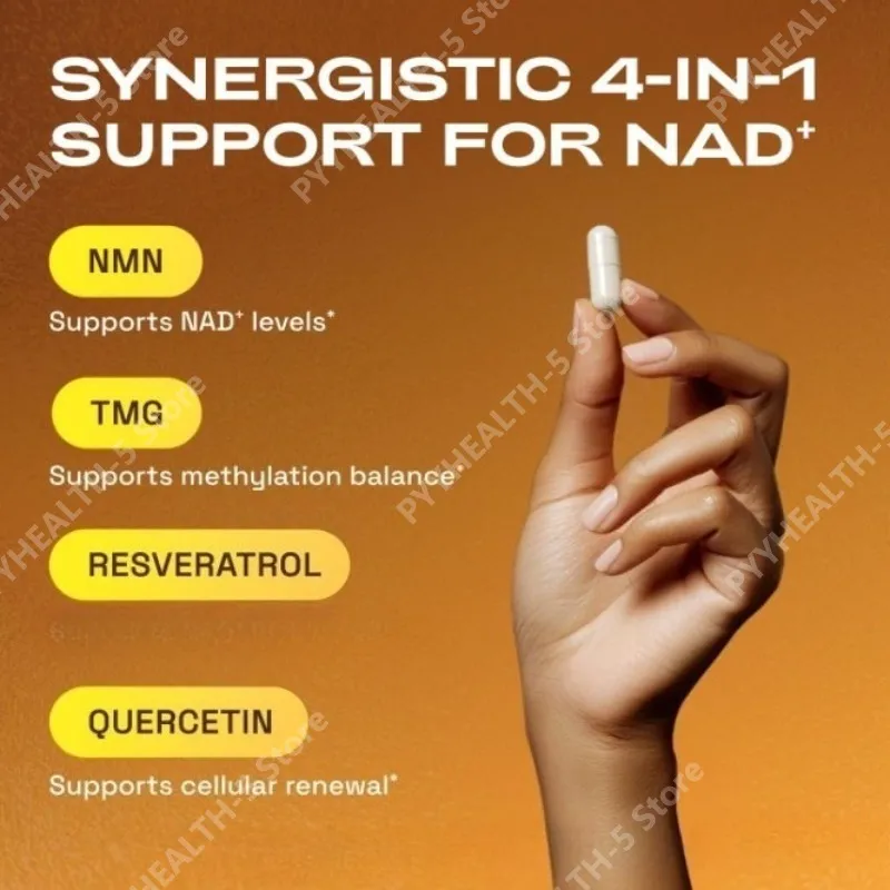 NMN 1000 Mg Capsule Supplement 4-in-1 Formula with TMG Quercetin & Resveratrol NAD+ Supplement Supports Energy 60 Capsules — image 2