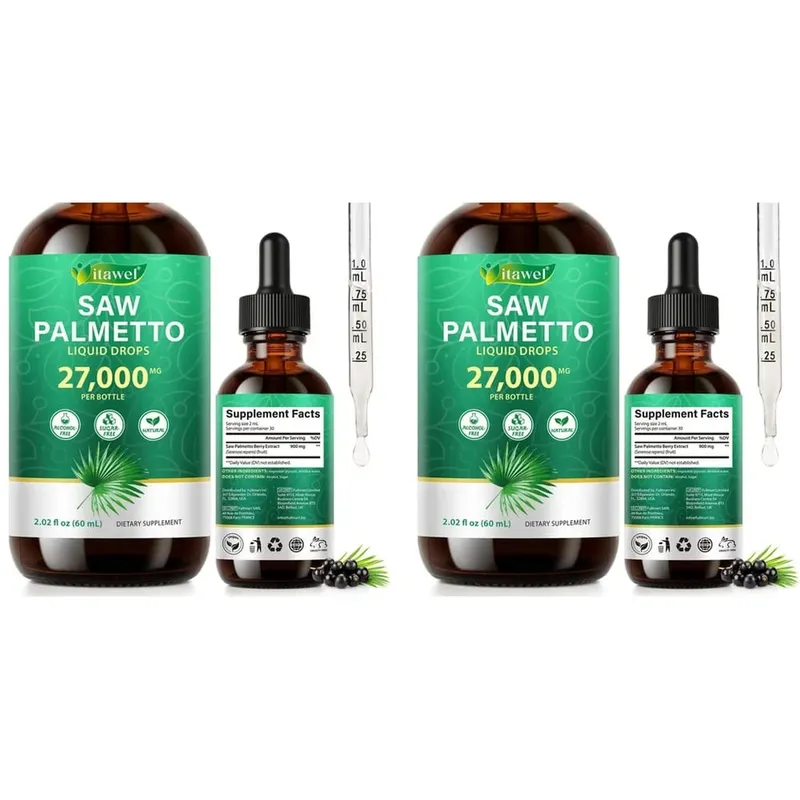 Itawel Saw Palmetto Liquid Drops Prostate Health Support Urinary Function Support GMO Free Paraben Free Sugar Free Vegan 60 ML — image 9