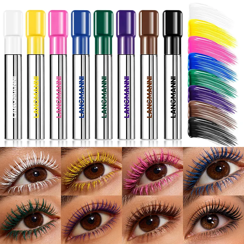 8 Colors Pink Mascara Thick Curling Waterproof Natural Eyelashes Long Lasting Blue White Green Black Eye Makeup Korean Cosmetics