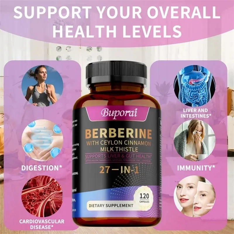 Berberine Ceylon Cinnamon Milk Thistle Supplements - Promotes Liver and Digestive Health Supports Cellular Energy and Repair