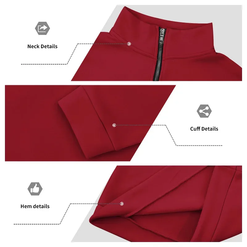 2026 New Fleece Lined Half Zip Sweatshirt for Men, Autumn Winter Solid Color Plus Size Casual Pullover Hoodie Daily Leisure Wear
