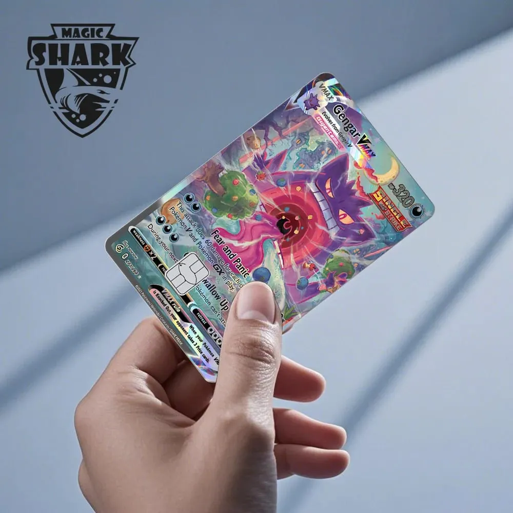 Magic Shark Mew Charizard EX Eevee Gengar Pikachu TCG Card Holographic Laser Skin Film Sticker for Bank Credit Card — image 6