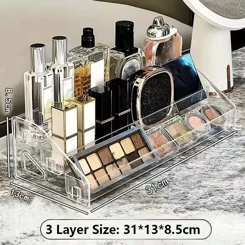 Transparent Cosmetic Organizer Display Case Multi-Layer Makeup Brushes Lipsticks Jewelry Hairpin Storage Rack Desktop Holder