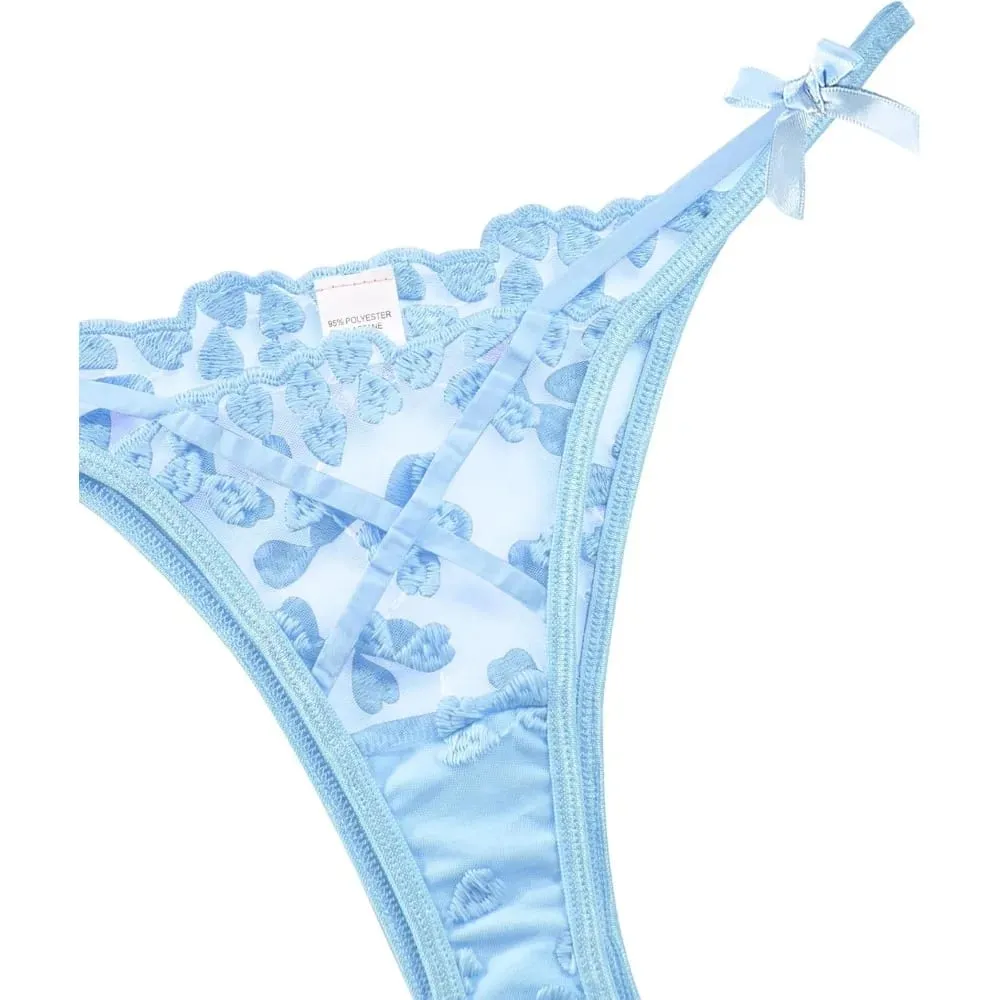 Women's Underwire Push-Up Sheer Lingerie Set – Strappy Embroidered Mesh Bra & Panty — image 5