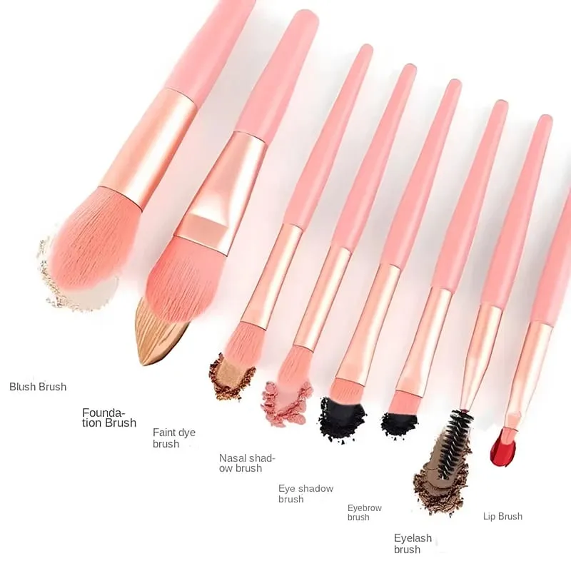 【B】8Pcs Makeup Brush Set Makeup Concealer Brush Blush Loose Powder Brush Eye Shadow Highlighter Foundation Brush Beauty Tools