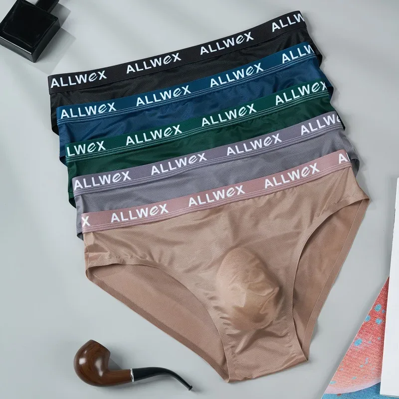 Ice Silk Seamless Briefs for Men Sexy Smooth Underwear 3D Pouch Underpants Comfortable Lingerie Panties Male Low Rise Knickers