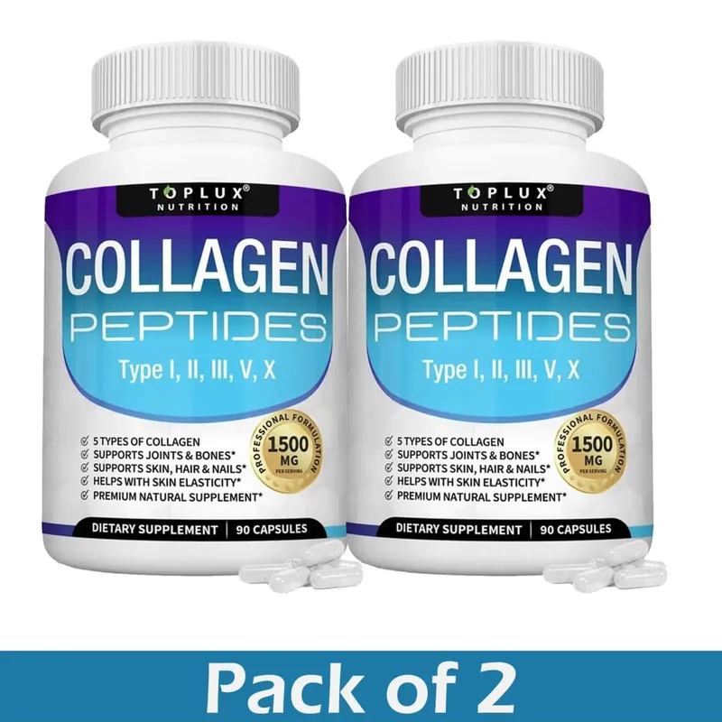 Multi Collagen Peptides Capsules 1800 mg - Hydrolyzovaný proteinový kolagenový komplex pilulky na podporu kloubů pokožky a vlasů pro muže, ženy