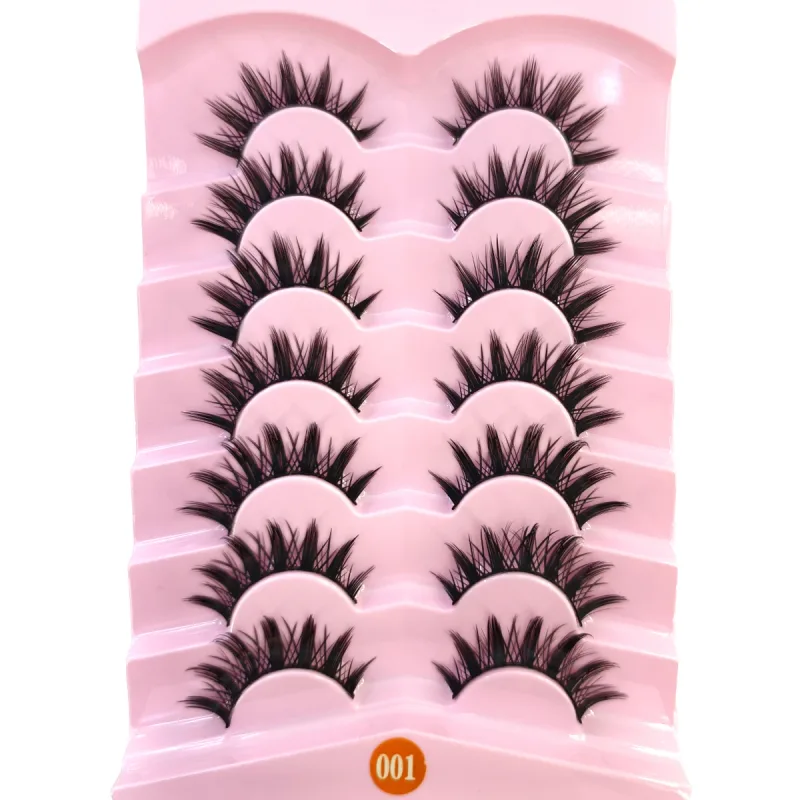 HBZGTLAD7pairs Fox Eye Lashes Wispy Faux Mink Lashes Volume Fairy Cat Eye Lashes That Look Like Extensions Spiky Fake Eyelashes