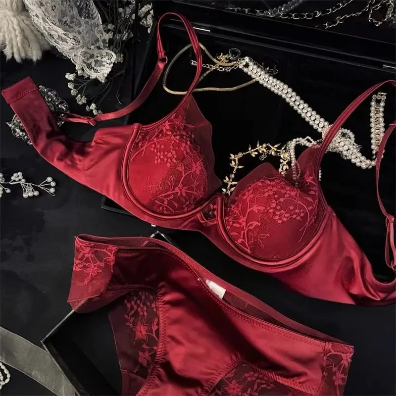 New Summer Lace T-Shirt Bra Set Ladies Wirefree Support Lift Anti-Sagging Gathering Large Cup Elegant Slim Daily Intimates32-38