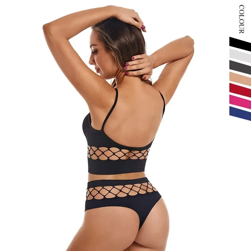 Thin Hollow Out Lingerie Set for Women Wireless Small Bust Push Up Bra Plus Size Breathable Sports Camisole Vest