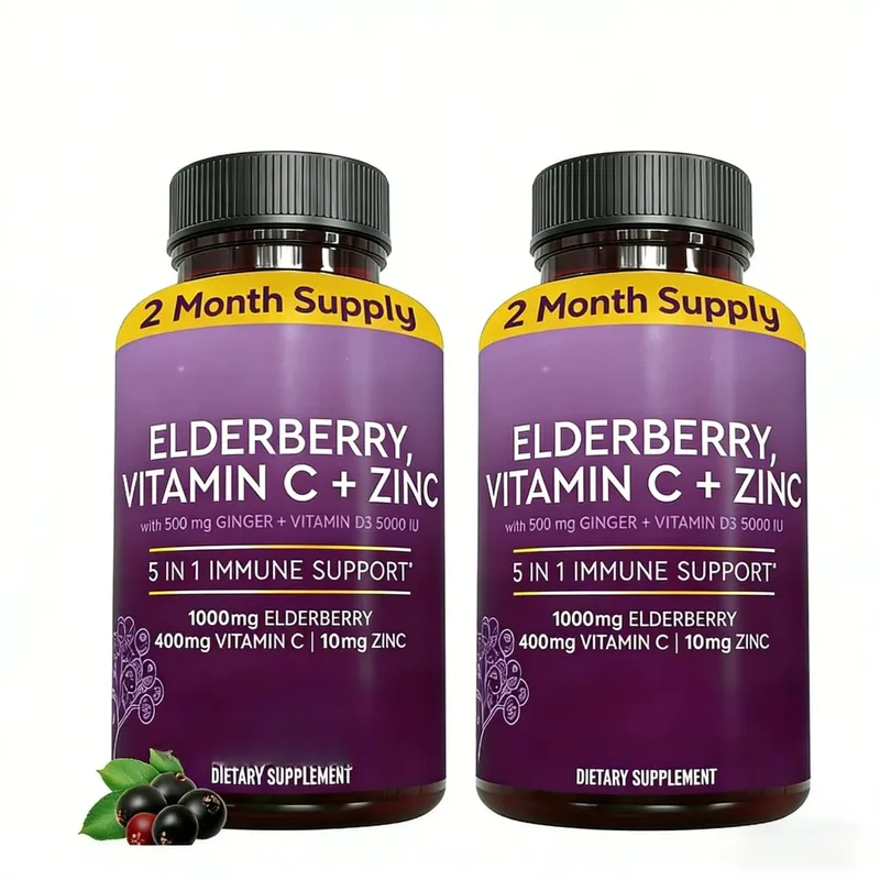 Elderberry Capsules with Vitamin C Zinc D3 Ginger Sambucus Black Elderberry Herbal Blend Daily Wellness Support for Adults — image 9