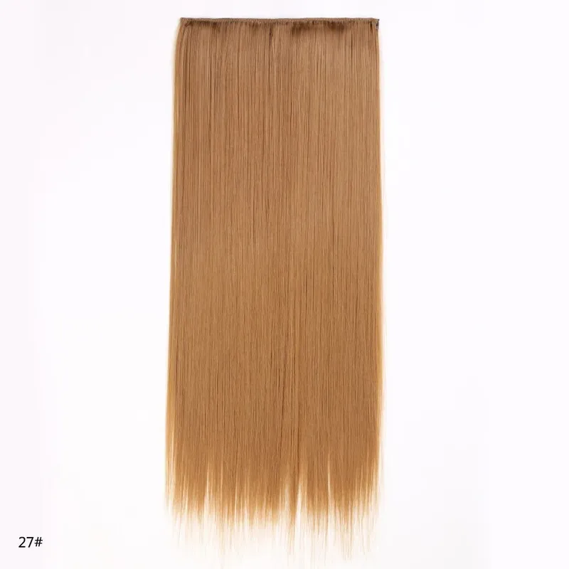 Long Straight Hair Clip In Hair Extension 5-Clips One Piece Natural Looking Synthetic Hairpiece for Women Ladies Daily Use