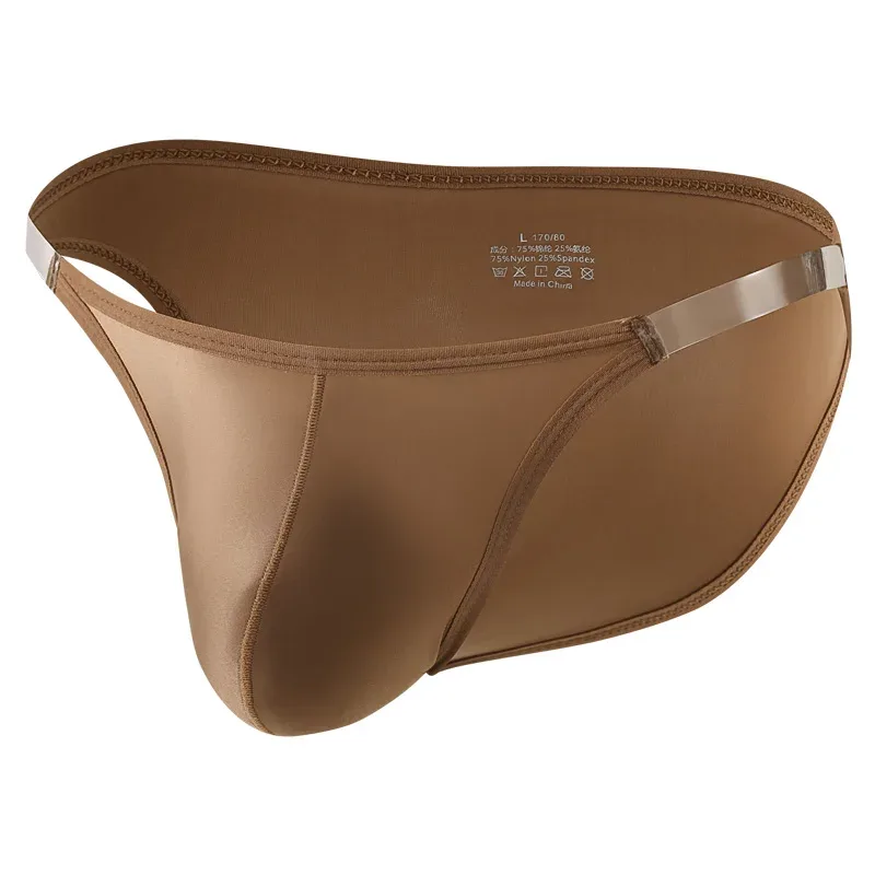 Men's Silky Ice Silk Briefs Smooth Low Rise Stretch 3D Pouch Support Breathable Daily Underwear